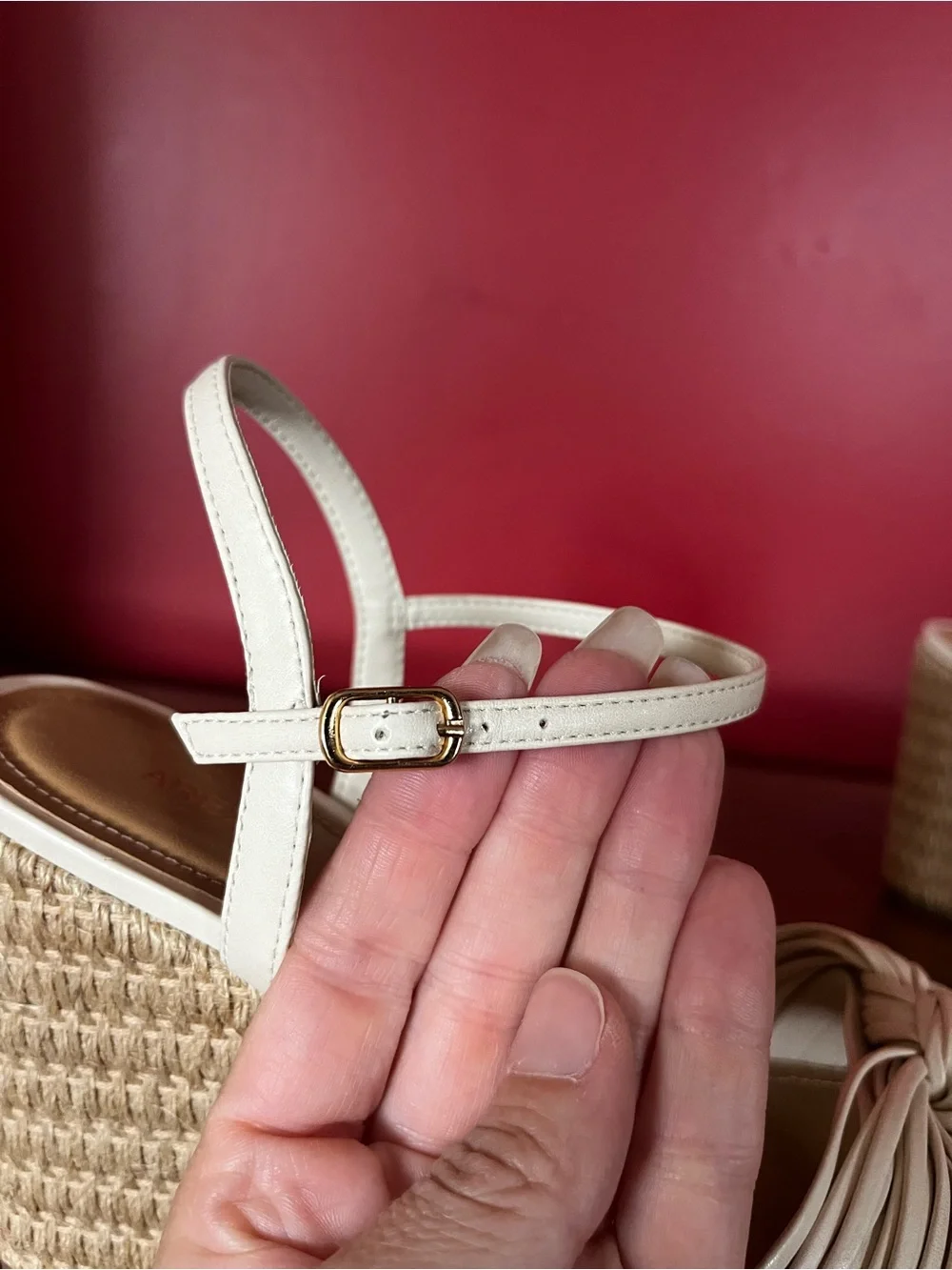 New Arezzo Cream Knot Espadrille Wedge Sandals